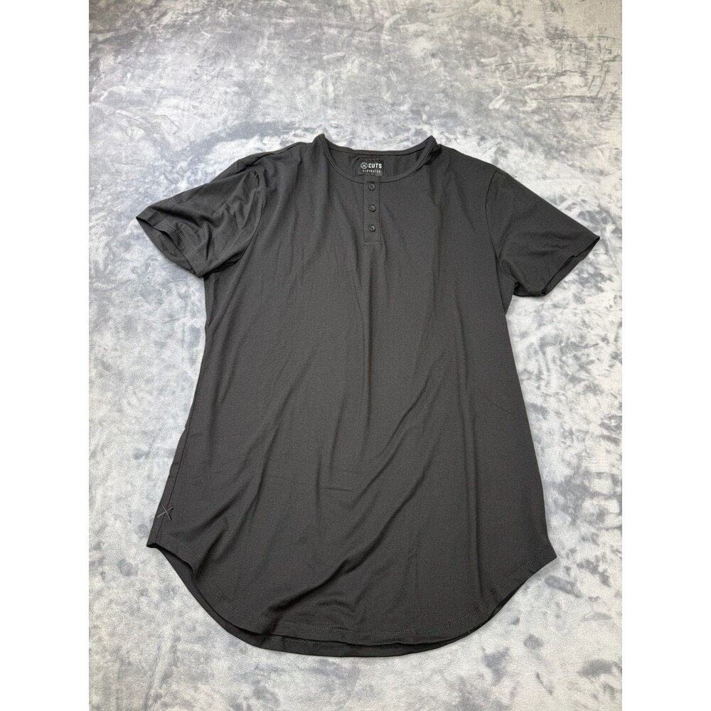 Cuts Clothing Elongated Henley T-Shirt Men's XL Black